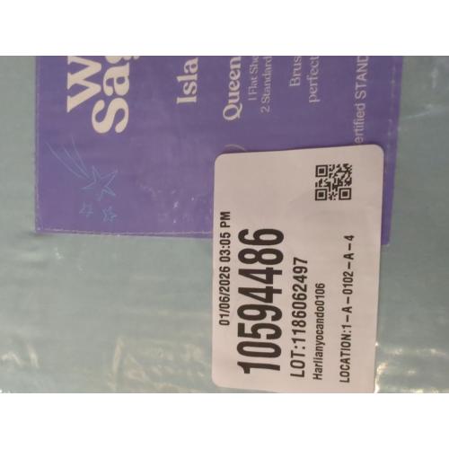 Wild Sage Brushed Cotton Percale 300-Thread-Count Queen Sheet Set in Strato Blue