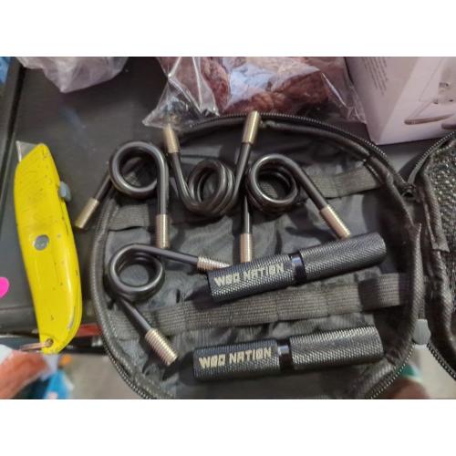 4 PCS WOD Nation Adjustable Hand Grip & Forearm Strengthener - 100-300 lb, Platinum Black, V-Shape Wrap Handles - Wrist Strengthener - Hand Gripper Trainer - Heavy Duty Grip Trainer Set - Fitness Equipment