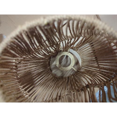 Chaudruc 1-Light Pendant Light with Hand-Woven Paper Rattan Natural Lampshade for Kitchen, Dining Room Hanging Fixture