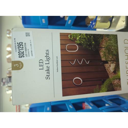 3pk Geometric Shapes Battery LED Outdoor Light Stakes Black/White - Threshold™