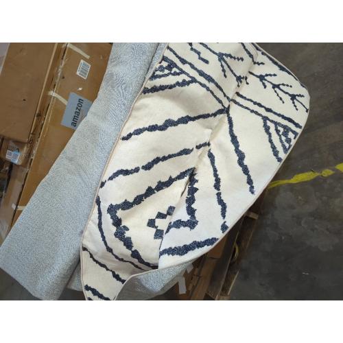 Area Rug 5x7 Rug Machine Washable Non-Slip Low Pile Print Pattern Western Rug for Living Room Bedroom Entryway Tribal Series -Navywhite/Black