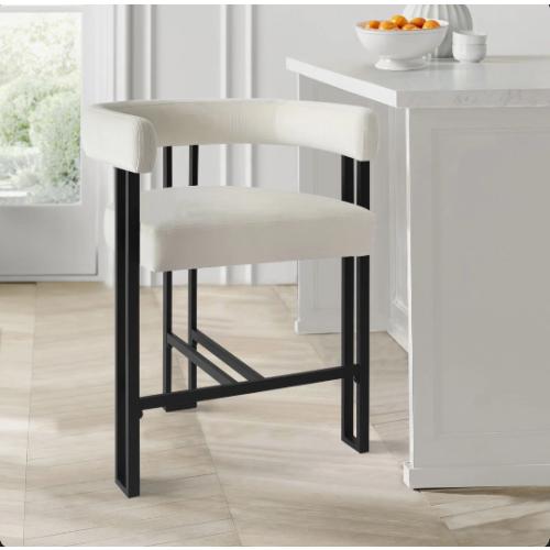 Colrain 24 Upholstered Velvet Beige Counter Stool