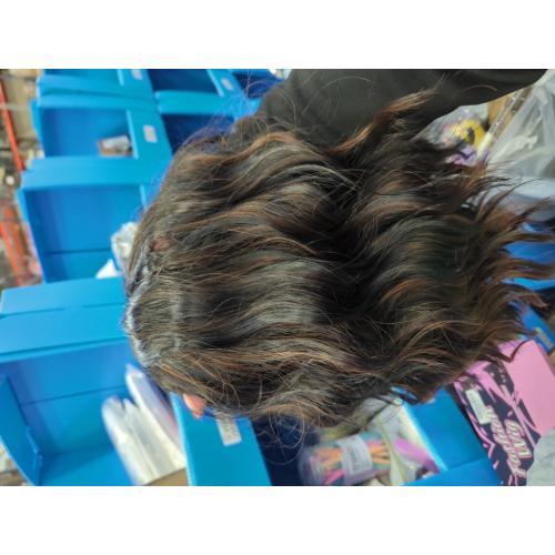 Black Mix Brown Short Wavy Wig for Women Lace Hairline Bob Style Synthetic Heat Resistant - Natural Appearance for Everyday Hairstyle 14 Inch