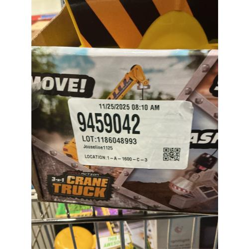 Sunny Days Entertainment, LLC. Maxx Action 27'' 3-N-1 Crane Truck - Large Construction Vehicle with Lights, Sounds and Motorized Drive | Realistic Crane with Joystick Controllers