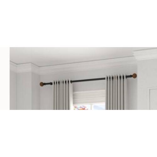 Acroma Adjustable Single Curtain Rod with Globe Ball Finial Black and Brown