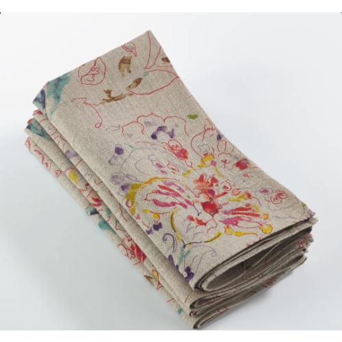 Emmanuel Linen Floral Square Napkin (Set of 4)