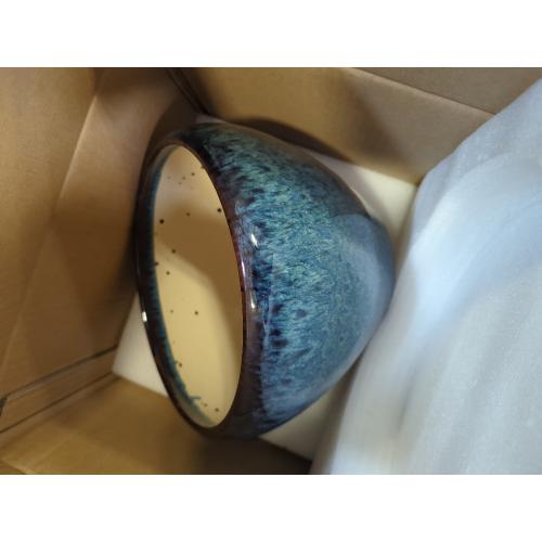 Blue 10 Inch Ceramic Planter Pot, Ceramic Plant Pot for Indoor Outdoor Plants, Large Flower Pot with Drainage Hole and Saucer, Blue