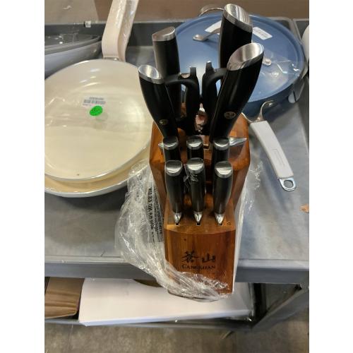 Cangshan Alps Series 1026672 German Steel Forged 12-Piece Knife Block Set, Acacia (Black)