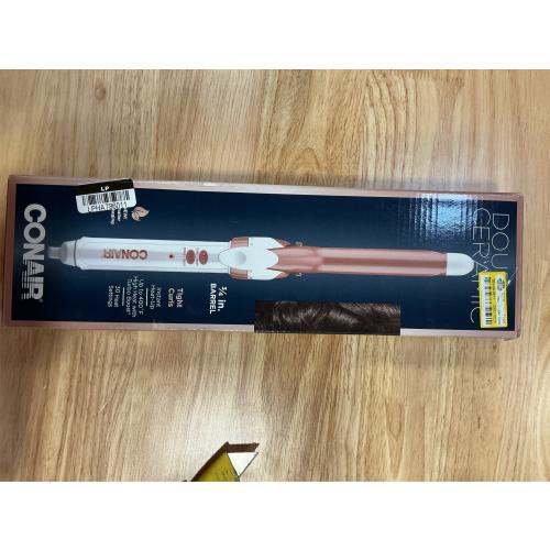 Conair Double Ceramic 3/4-Inch Curling Iron, ¾-Inch Barrel Creates Tight Curls, Hair Curler for Use on Short, Medium, and Long Hair, White