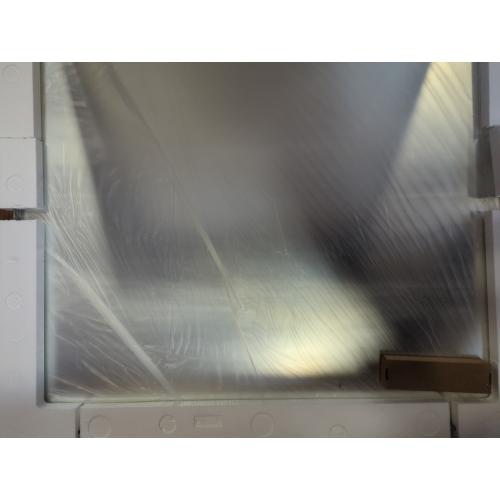 LOAAO 36X36 Inch Brushed Nickel Bathroom Mirror, Rounded Rectangle Silver Metal Frame Mirror, Brushed Nickel, Anti-Rust, Shatter Proof, Hangs Horizontally or Vertically
