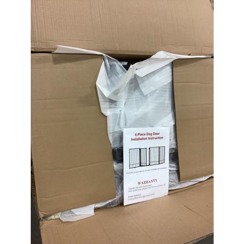 Metal Freestanding Dog Gate with Door, Extra Wide 81, 31 Height Foldable Dog Gates for Doorways, Tall Pet Fence Indoor Outdoor Pet Gates, 4 Panels Pet Barrier for Stairs Hallways, Black