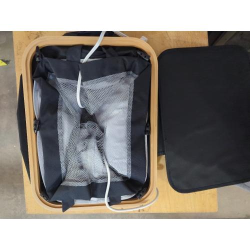 YAHUAN Small Collapsible Laundry Hamper with Bamboo Handle Small Foldable Laundry Basket for Wet & Dry Laundry 13.19 x 16.14x 11.22 inches (Black)