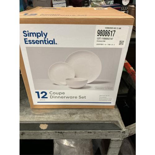 Simply Essential Coupe 12-Piece Dinnerware Set in White
