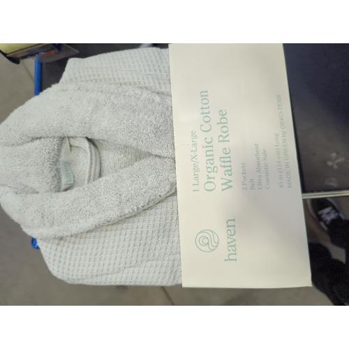 Haven Waffle Large/X-Large Organic Cotton Robe in Lunar Rock