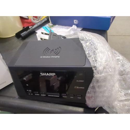 Wireless Charging Alarm Clock - Sharp: MagSafe Compatible, LED Display, USB Port, Modern Table Clock for Adults