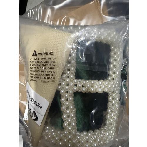 YUSHINY Women Faux Pearl Beaded Evening Pleuche Handle Bucket Hollow-Block Bags with Velvet Lining for Wedding Party