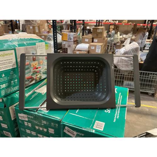 Collapsible Over the Sink Colander and Strainer for Kitchen, Agave, Expandable Handles, Dishwasher Safe, Non-Slip, Space-Saving Design (gray)