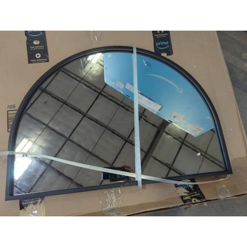 Reflection, Metal Frame Arch Mirror 26X36 Inch in, Modern, Black