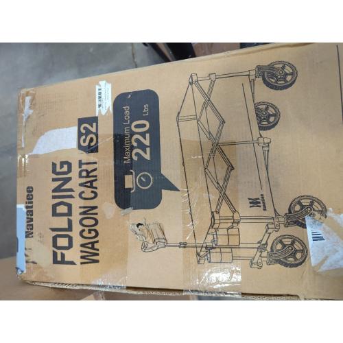 Black S2 Navatiee 140L Collapsible Folding Wagon, Large Capacity Foldable Wagon with Silent All-Terrain Wheels, Utility Grocery Cart for Camping Shopping Outdoor, Black