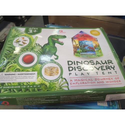 6 toys W&O Dinosaur Discovery Kids Tent with Roar Button, Dinosaur Toys and LED Lights - Epic Pop Up Tent for Boys & Girls - Perfect for Indoor & Outdoor Adventures