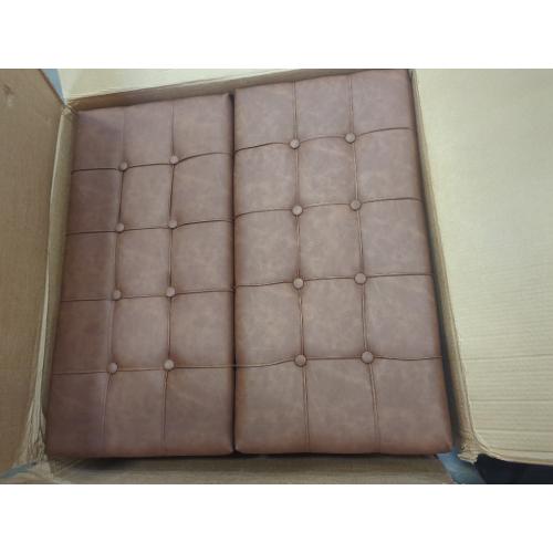 Color brown Square Leather Ottoman with Storage, Faux Leather Coffee Table with Lift Top,Large Upholstered Footrest Stool Toy Box Storage Bench for Bedroom Living Room, Brown