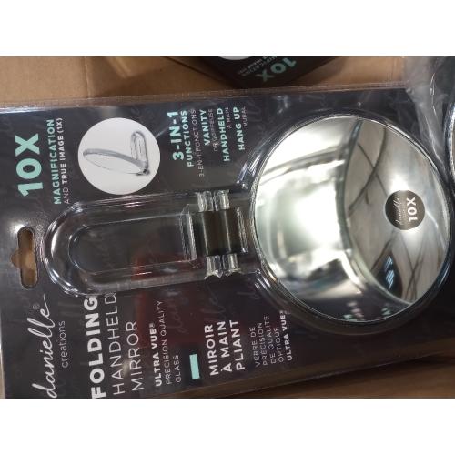 Danielle Creations 5.5-Inch Folding 2-Sided Hand Mirror, 10x Magnification, Acrylic
