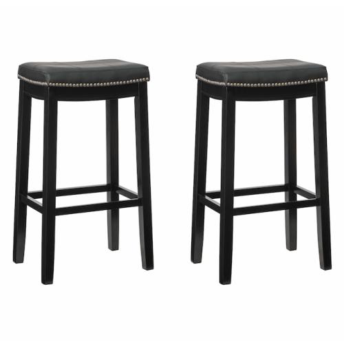 Transitional Upholstered Bar Stool with Nail-Head Trim