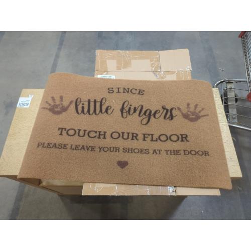 Size medium Color Brown Doormat Since Little Fingers Touch Our Floor Leave Your Shoes at The Door Front Door Mat Entryway Outdoor Mat with Heavy Duty Welcome Mats Entry Natural