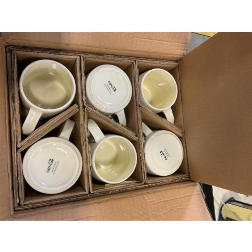 GBHOME Large Coffee Mugs Set of 6, 18oz Handmade Ceramic Coffee Mugs Set with Gradient color for Latte/Tea/Beer/Hot Cocoa, Dishwasher & Microwave Safe, Khaki