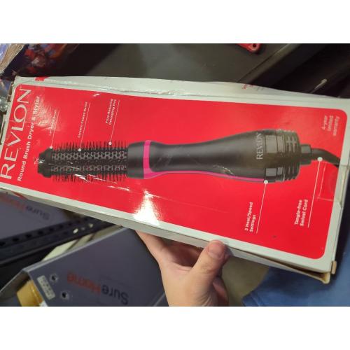 REVLON One-Step Root Booster Round Blow Dryer Brush and Hair Styler - Revive Styles, Boost Roots, and Add Volume to hair with this Hot Air Brush, 1 ½ inch Barrel (Black)