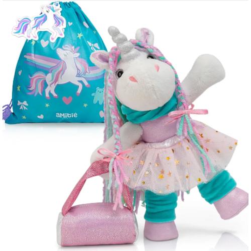Itsy Unicorn Stuffed Animal - Pink Unicorn Plush Toys with Dress Up Clothes As Ballerina Doll, Good for Unicorns Girl Gifts Age 4-5, Toys for Girls Age 6-8