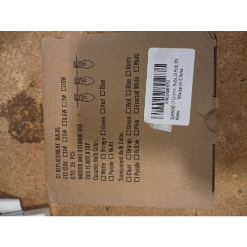 SUNSGNE C7 Blue Christmas Incandescent Light Bulbs, 5 Watt E12 Candelabra Base - Great for Patio, Night Lights, Chandelier Light Bulbs, Candelabra Bulbs, Christmas Decoration, Pack of 25