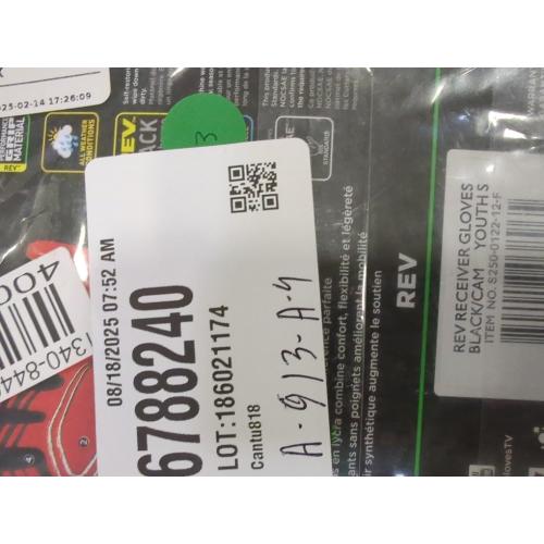 Reev Recever Gloves Black Cam Youths Size Small