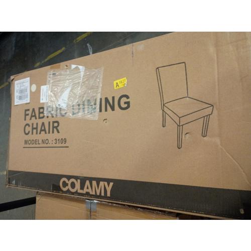 COLAMY Upholstered Parsons Dining Chairs Set of 2, Fabric Dining Room Kitchen Side Chair with Nailhead Trim and Wood Legs - Beige,No Table