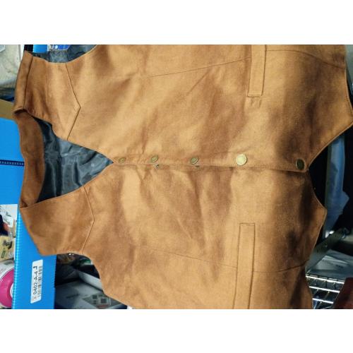 Men's Cowboy Suede Faux Leather Suit Vest Casual Western Cowhide Vest Vintage Slim Fit Waistcoat XL