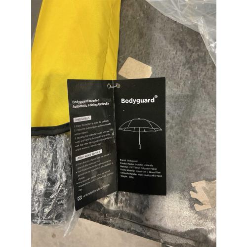 Bodyguard Inverted Umbrella - Large Windproof for Rain & Sun, Compact Reverse With Reflective Stripe, Teflon-Coated for Women Men, Travel Folding With Cover Bag