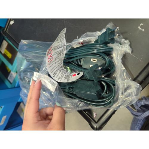 2 Pack Indoor Extension Cord 12 Feet Green Include 3 Polarized Outlets with Protective Plug Cap 18 Gauge 125 Volts 2 Prong Christmas Lights Extension Cord for Holiday Xmas Home Office