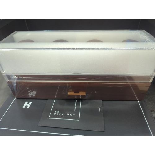 Color brown Holme & Hadfield Premium 4-Slot Wooden Watch Display Case – Handcrafted Men’s Watch Box with Accessory Drawer, Hinged Cover, Leather Lining – Christmas Gift for Collectors – Luxury Built to Last