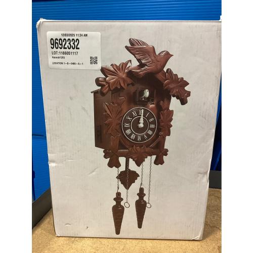 Rylai Cuckoo Clock Large Wooden Wall Clock Handcrafted 13x9.5 Inch (BROWN)