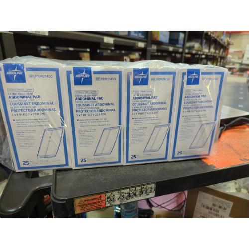 Medline NON21450H Sterile Abdominal Pads, Super Absorbent Pad, 5X9, 25 Count