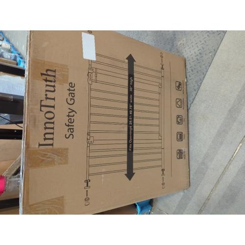 InnoTruth 29.5–40.75 Baby Gate for Stairs, 30 Tall Dog Gates for Doorways & Hallways, Safety Gate for Kids & Pets, Pressure-Mounted Walk-Through with Dual Lock & 2-Way Swing, Black