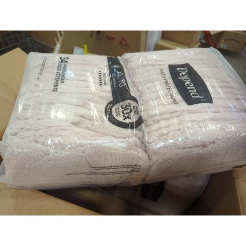 Set of 2 Depend Fresh Protection Adult Diapers, Incontinence & Postpartum Bladder Leak Underwear for Women, Disposable, Maximum, Extra-Large, Blush, 68 Count (2 Packs of 34), Packaging May Vary