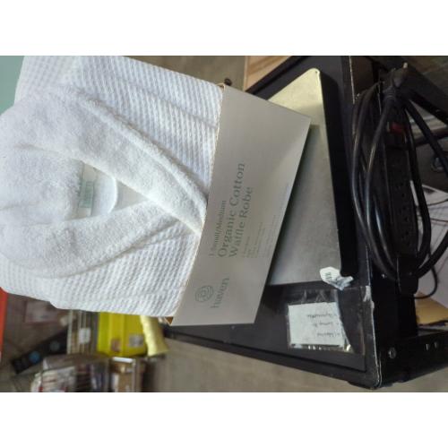 Size small/ medium Haven Waffle Organic Cotton Robe in White