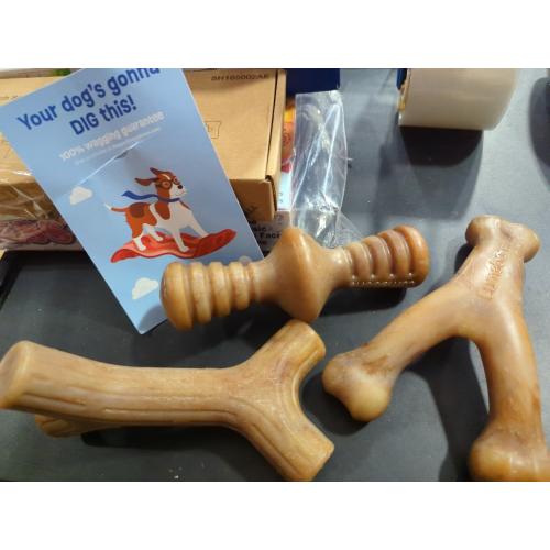 Lumabone Real Bacon Medium 3-Pack Durable Dog Chew Toys for Aggressive Chewers, Made in USA – Wishbone, Zaggler, Stick