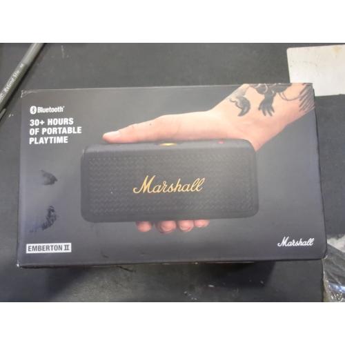 Black & Brass Marshall Emberton II Portable Bluetooth Speaker, Black & Brass