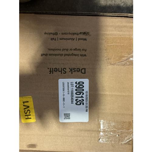 KIVY Dual Monitor Riser With Integrated Metal Shelf [MADE BY HAND] - Wooden Desk Shelf for 2 Monitors - Wide Long Stand for Desk (44 x10x3in - Black)