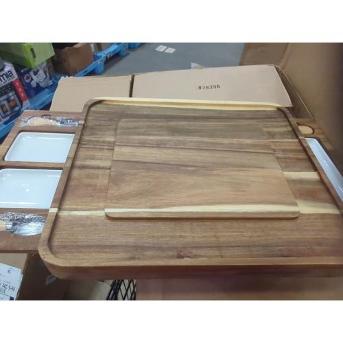 Upgraded Acacia Cheese Board Set, Square Shaped Charcuterie Set, Cheese Platter, Handcrafted Design and Stainless Steel Cutlery Set - Gift for Any Occasion No Engraving