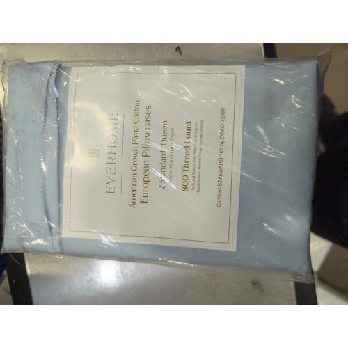 Everhome PimaCott Sateen 800-Thread-Count Standard Pillowcases in Skyway (Set of 2)