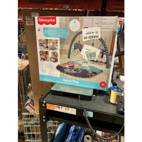 Fisher-Price Baby Gym Playmat With Kick & Play Piano And Tummy Time Toys, Navy Fawn