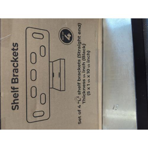 HITOMEN Heavy Duty Floating Shelf (5 x 1 1/4 x 10 1/2 inch) Brackets, 4pk  (1/4'' Thick) Hidden Shelves Hardware, Iron L Brackets, Rustic Industrial Black Metal Wall Shelving Supports, 4 Pack